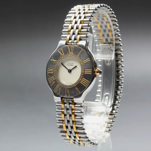 MINT Cartier Must De Two Tone Gold Ladies Watch - Picture 3 of 6